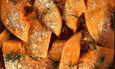 ZUCCA AL FORNO CON PARMIGIANO, BRESAOLA E ROSMARINO